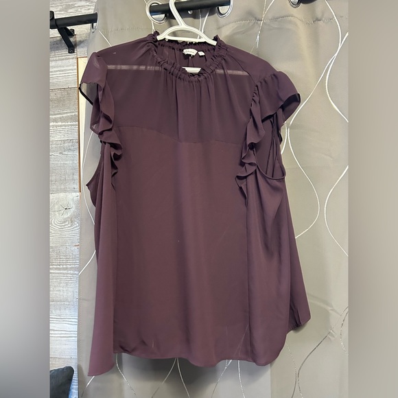 Beautiful sheer blouse, flutter sleeve and embellished neck - Picture 2 of 2